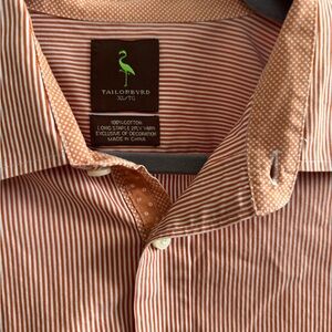 Tailorbyrd Men's Orange and White Striped Shirt